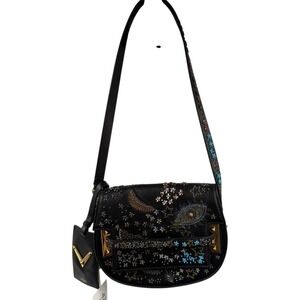 Valentino Embellished My Rockstud Astro Couture Black Saddle Bag $2,895